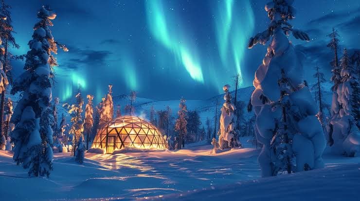 Experience a night inside a glass dome igloo in the Arctic wilderness. Wake up to frozen polar landscapes and, if conditions allow, witness the magical Northern Lights directly from the comfort of your room.
