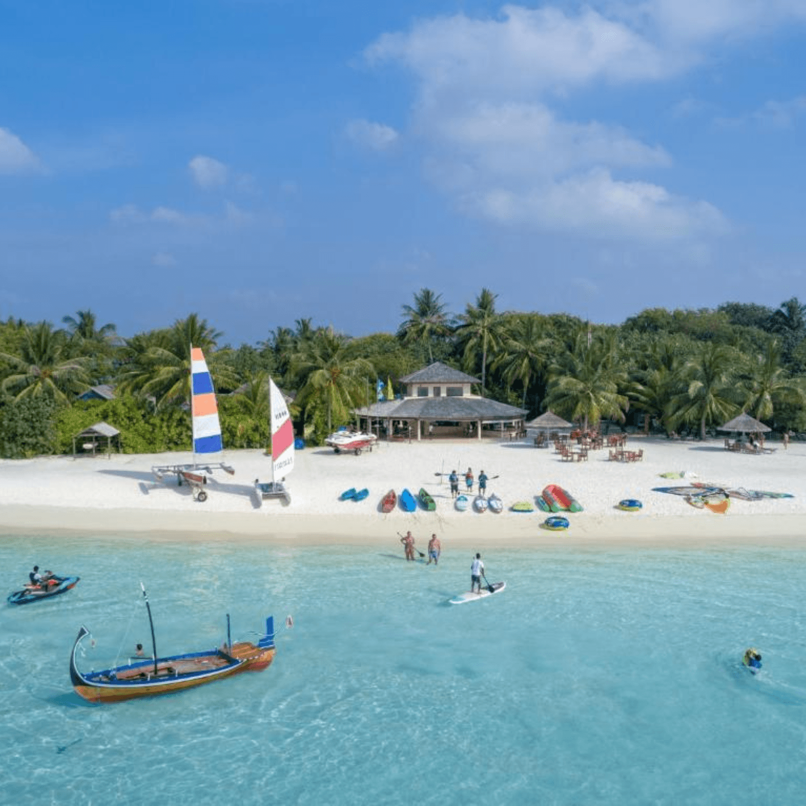 Enjoy thrilling water activities like snorkeling, jet skiing, and dolphin watching.