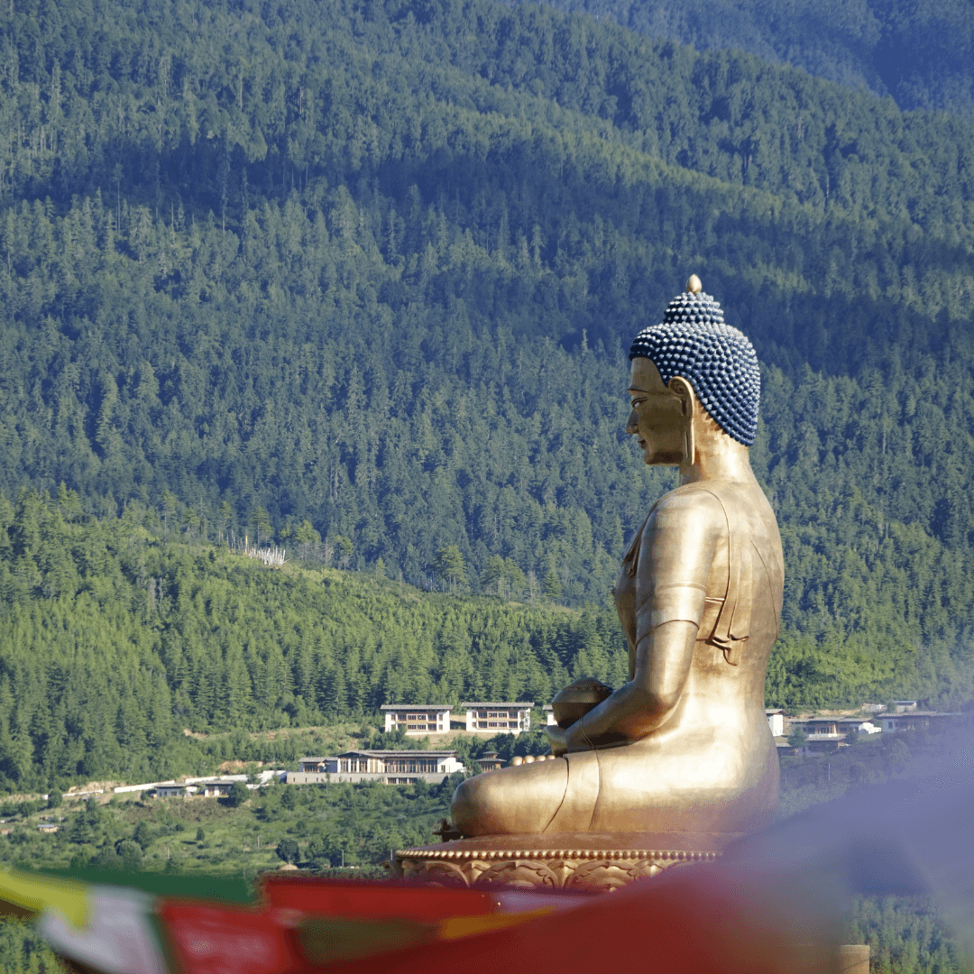 Explore the grand Buddha Dordenma Statue, one of the largest Buddha rupas in the world, located in Thimphu. It stands majestically at 51.5 meters, symbolizing the dominance of peace and nature.